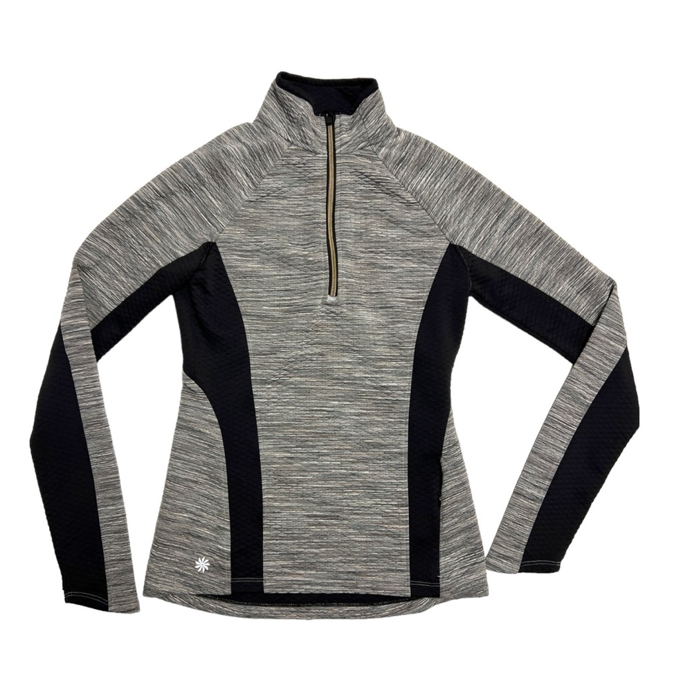 Athleta Womens Size XS Snowscape Grey Quilted 1/4 Zip Pullover Running J…